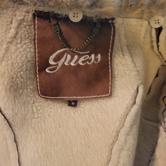 Guess Faux Leather Faux Fur Removable Collar Faux Shearling Western Designer 720 - Picture 15 of 15
